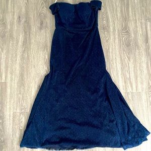 Navy blue shimmery evening dress